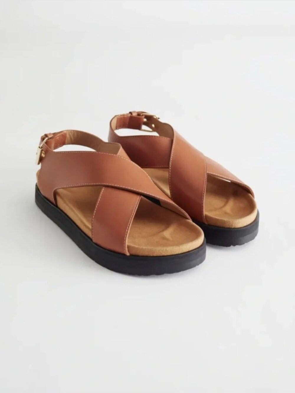 & Other Stories Women's Tan Crossover Ankle-Strap Sandals